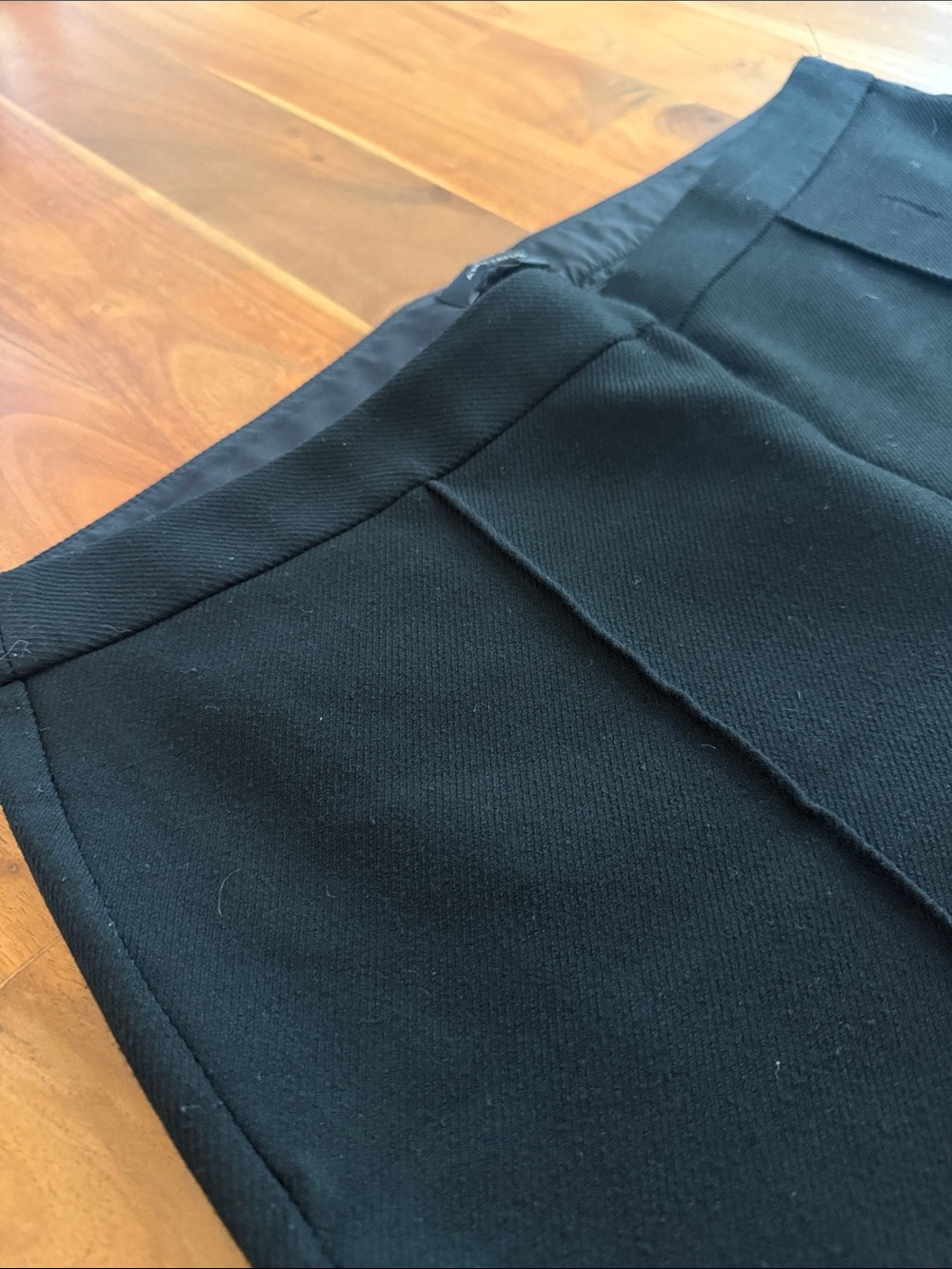 Ann Taylor Black Straight-Leg Dress Pants Front Seams Side Zip Sz 14 Tall